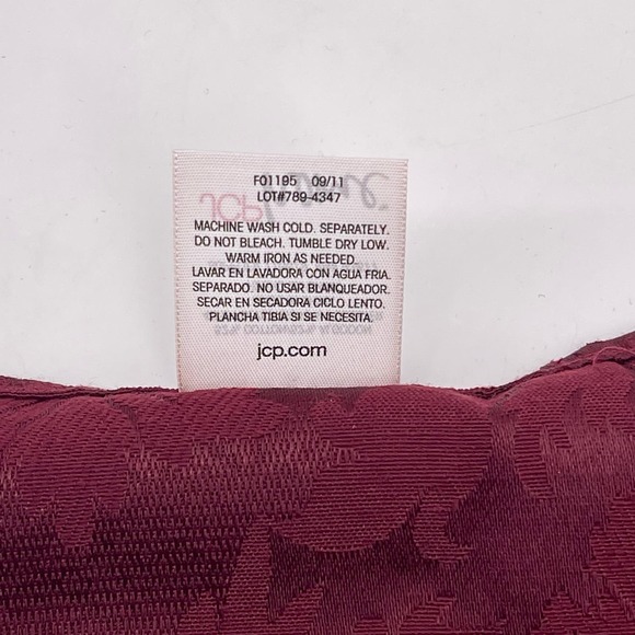 JCP Home Maroon Fabric Napkin Set of Four 17.5 Inch Square Embossed Floral - Picture 5 of 5